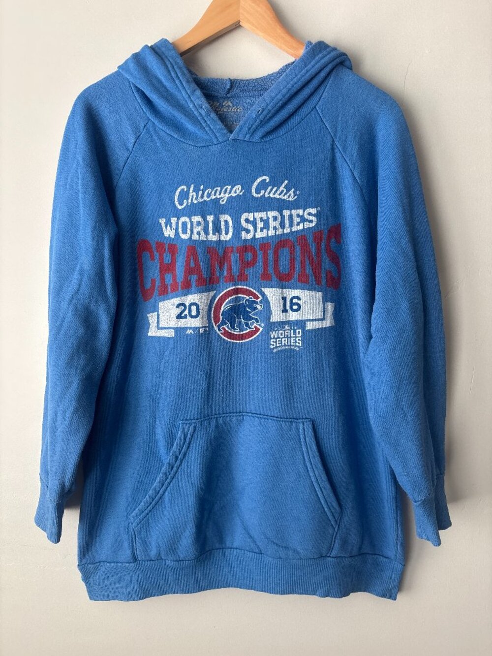 Chicago Cubs 2016 World Series Hoodie 2XL Majestic Threads Blue Graphic Pullover